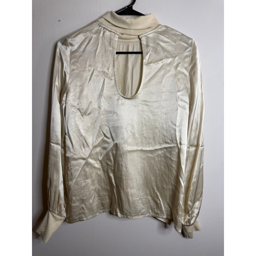 Women's Nation LTD Cream Satin Turtleneck Blouse XS - Picture 4 of 6
